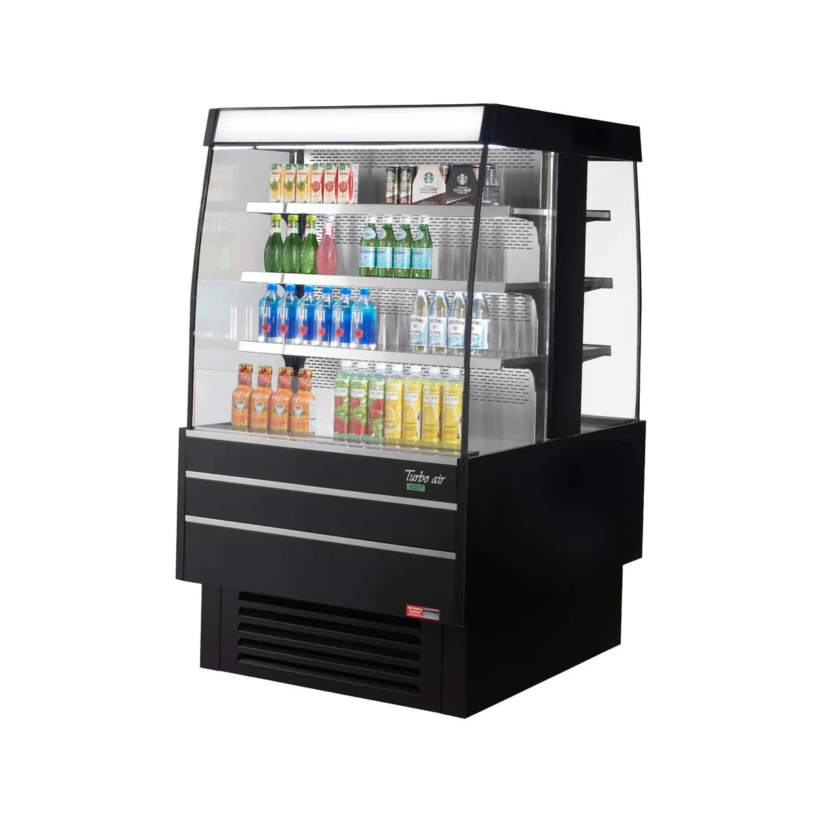 Turbo Air TIOM-36SB-N 39" Island Display Square Refrigerated Merchandiser in Black, (3+3) 6 Shelves