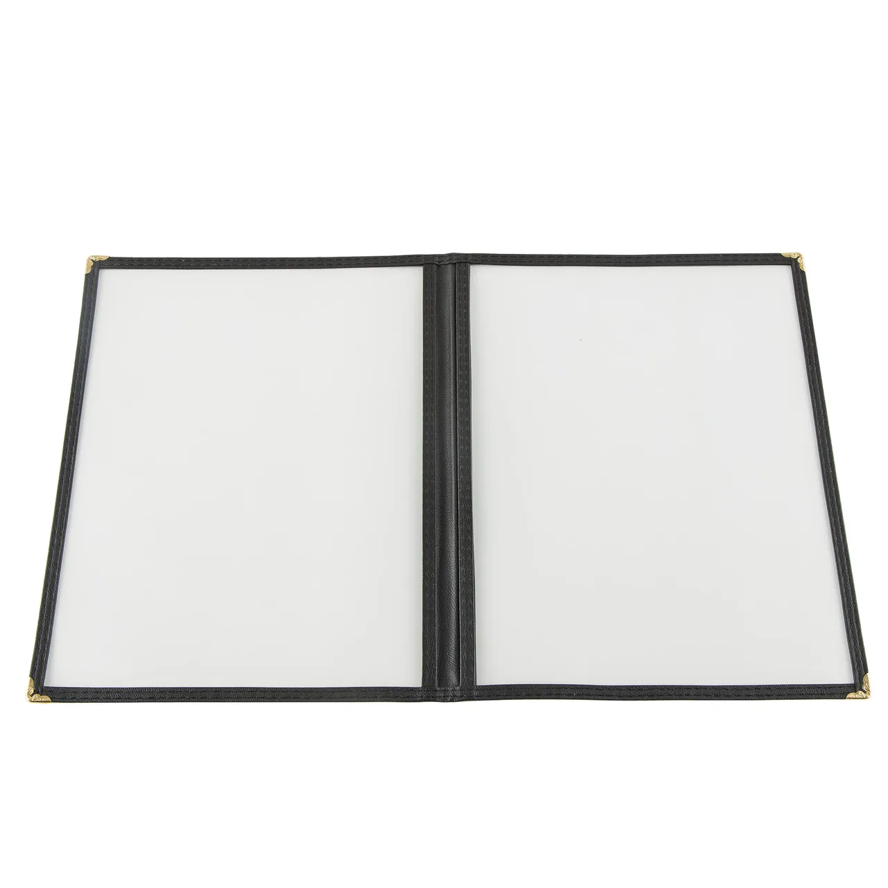 CAC China MCP2-911BK Menu Cover, 2-Pocket Vinyl Booklet, 8½" x 11" Black Trim, Double‑Sided View