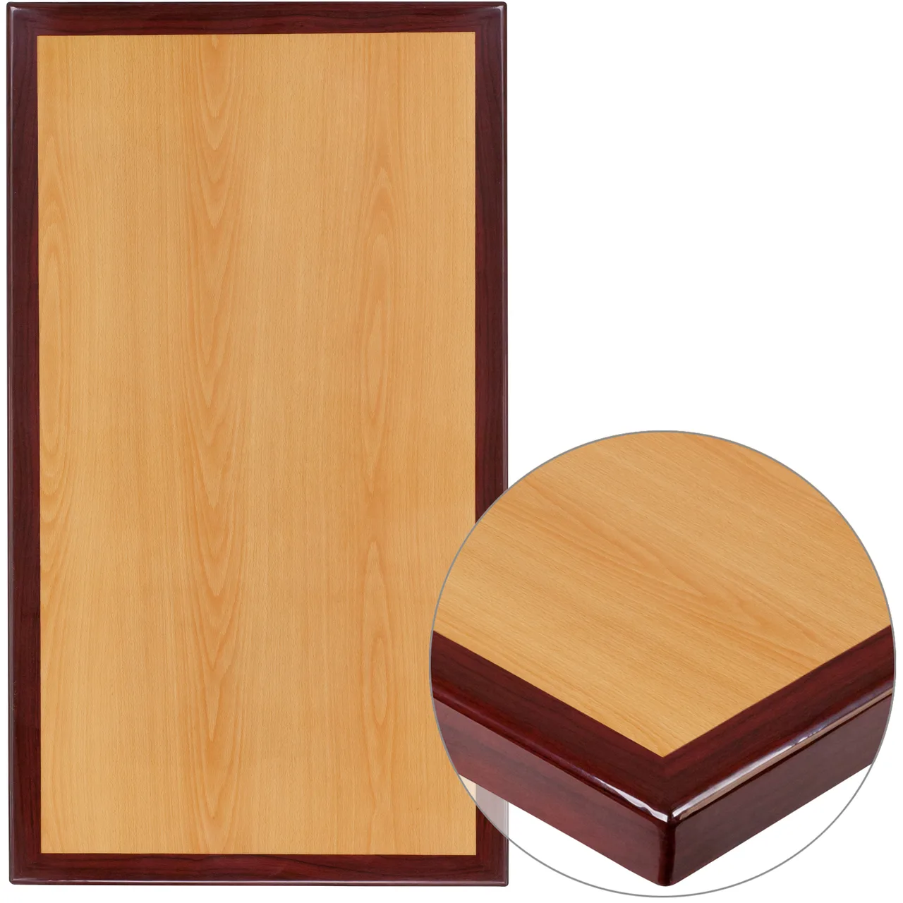 Flash Furniture TP-2TONE-3042-GG Rectangular Table Top, 42"W x 30"D, 2" Thick Drop-Lip, High Gloss Resin, Cherry Finish