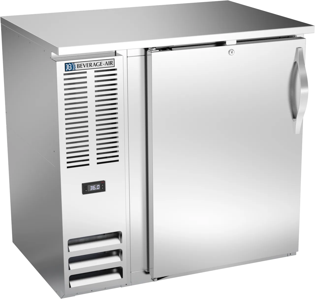 Beverage Air BBN36HC-F-S Bar Cooler, 36"W x 34"H, 8.4 Cu Ft, Door, LED, R290, 1/4 HP 115V