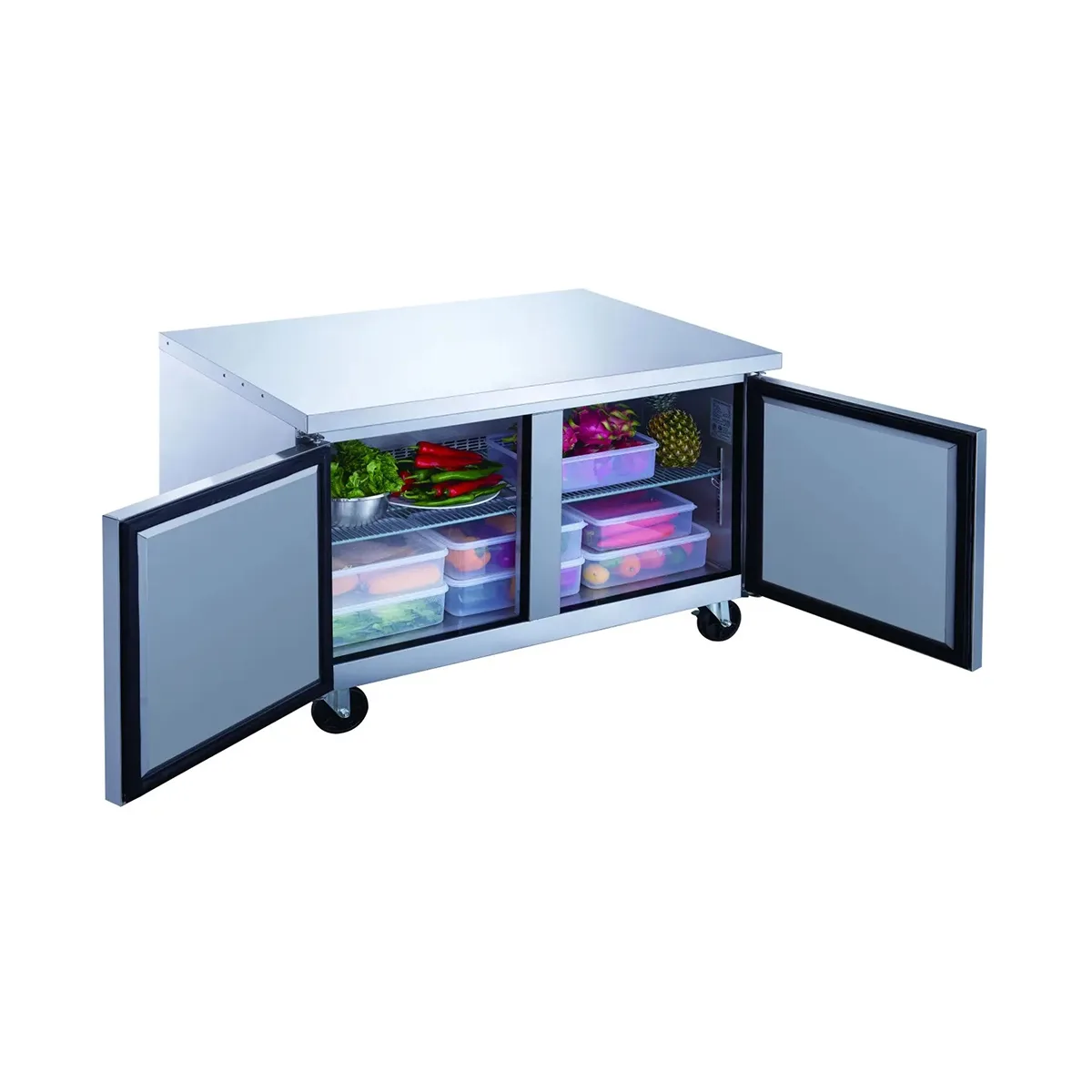 Dukers Appliance Co DUC36F 36" 2-Solid Door Undercounter Freezer, Stainless Steel, 9.6 cu. ft.
