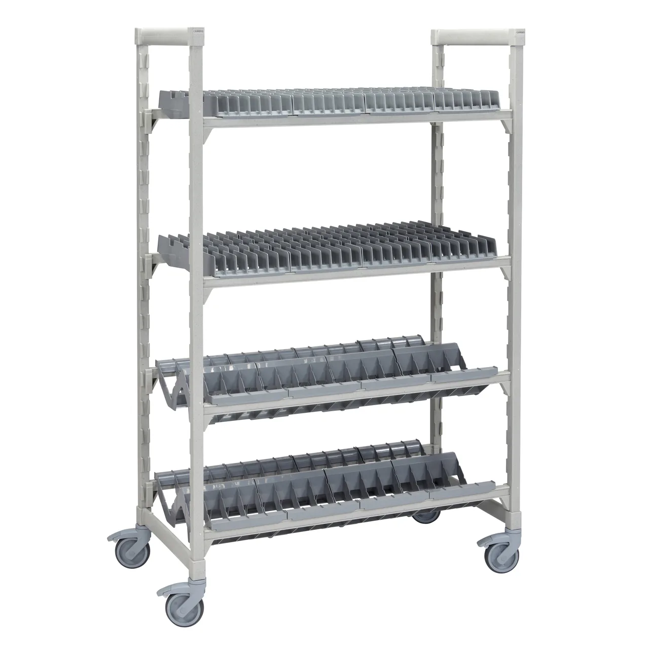 Cambro CPMU244875D3PKG 48" x 24" 75" Camshelving® Mobile Drying/Storage Rack w/ Plastic, 4 Tiers