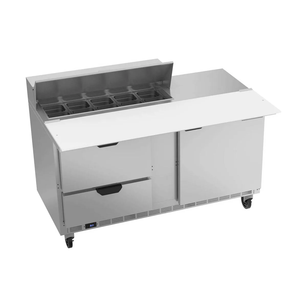 Beverage Air SPED60HC-10C-2 60" Two Section Sandwich/Salad Prep Table w/ 2 Drawers & 1 Door, 10 Pans
