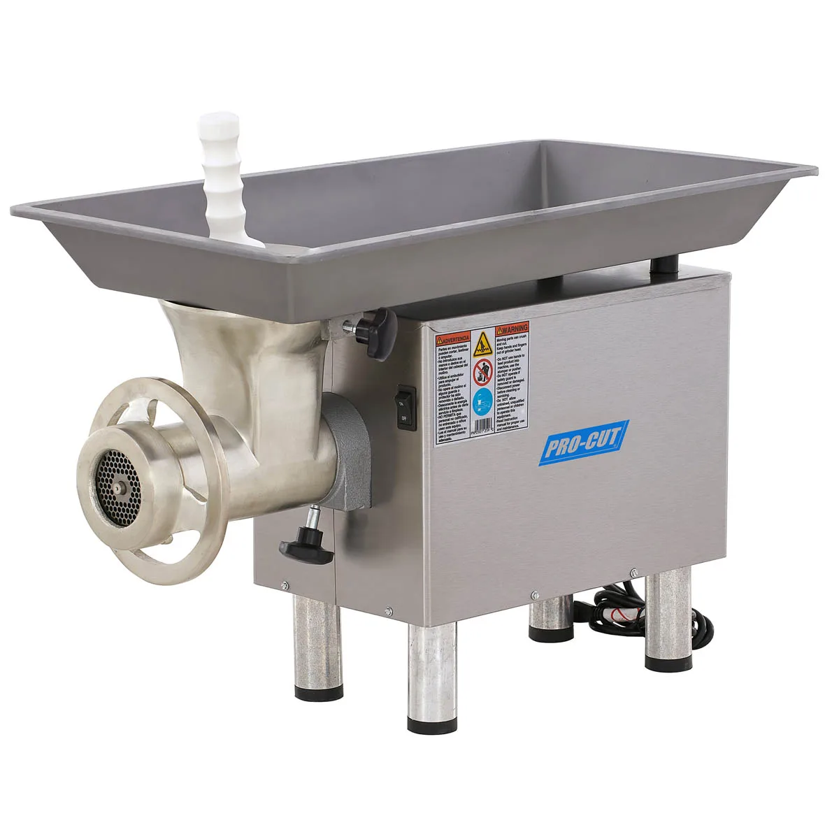 Pro-Cut KG-22-W Stainless Steel Bench Electric Meat Grinder, #22 Hub, 1 HP, 110V