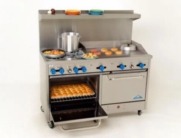 Comstock-Castle F3226-36 60" Gas Restaurant Range w/ (4) Open Burners, (1) 36" Griddle, (2) Standard Ovens, 240.000 BTU