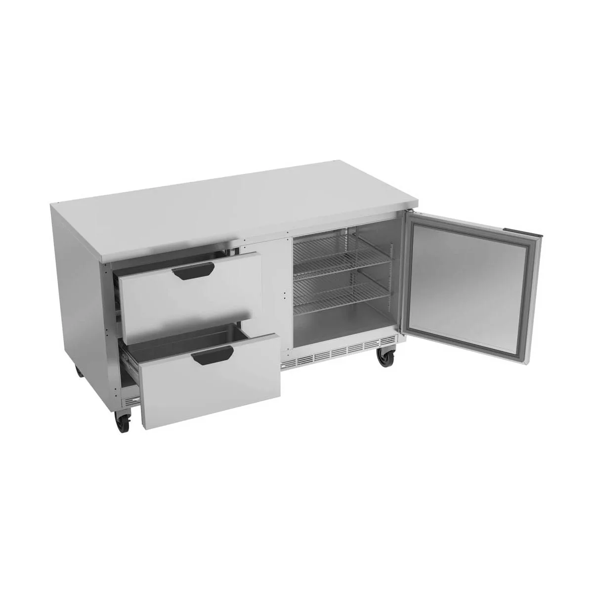 Beverage Air WTFD60AHC-2-FLT 60" 2-Section Worktop Freezer w/ 2 Drawers & 1 Door, 14.4 cu. ft.