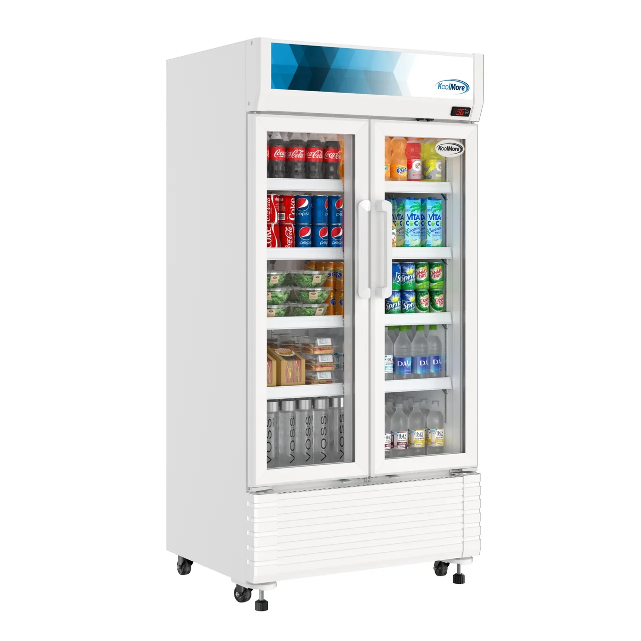 Koolmore KM-MDR-2GD-35 35" Merchandiser Refrigerator, 16.5 cu ft, 2‑Section, 0.25 HP Compressor