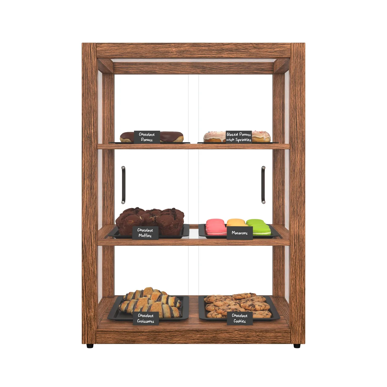Koolmore KM-BDW-25D Bakery Display Case, 18.2"W x 14.2"D x 24"H, 3.5 cuft, 3 shelves, wood finish