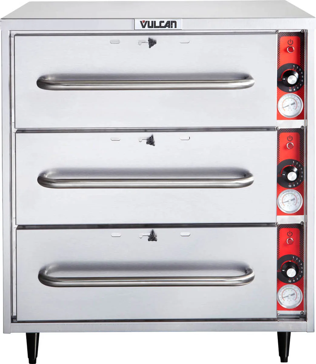 Vulcan VW3S 27" Freestanding Three Drawer Warmer, 12" x 20" x 6" Pan Per Drawer