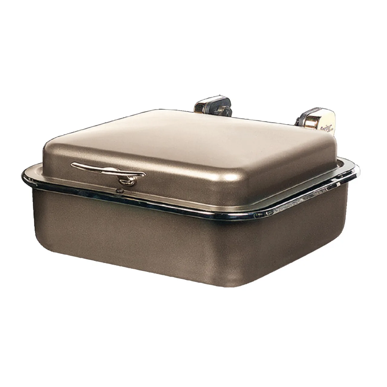 Spring USA 2384-567 Server, 6 Qt Square, 15-3/8" x 15-3/8" x 7" Bronze/Chrome Cover, Induction Ready