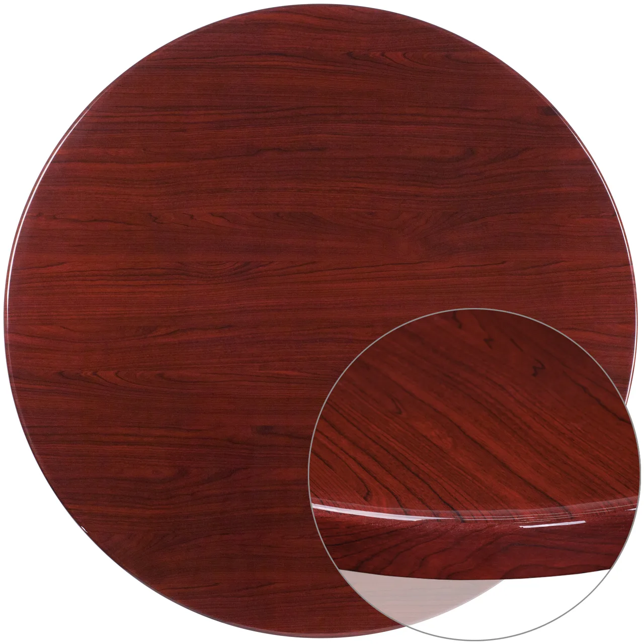 Flash Furniture TP-MAH-48RD-GG Round Table Top, 48" Dia., Mahogany Finish, High Gloss Resin