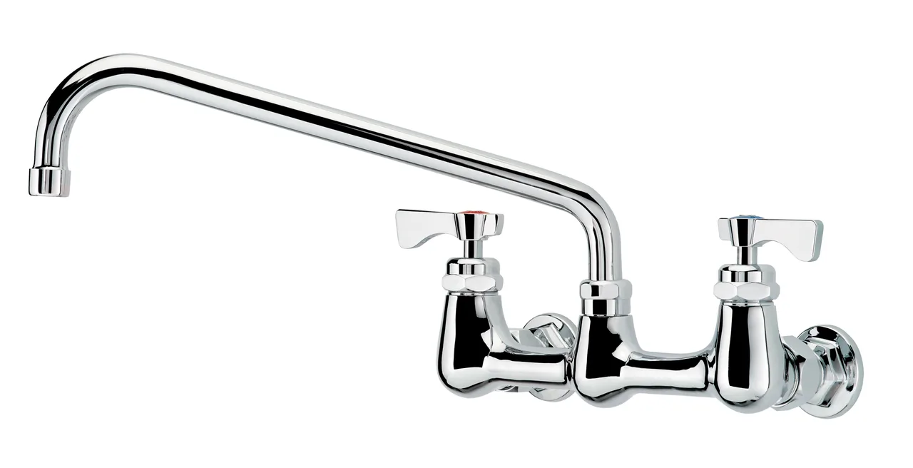 Krowne 14-812L Krowne Royal Series Faucet, Splash-Mounted, 8" Centers, 12" Swing Spout