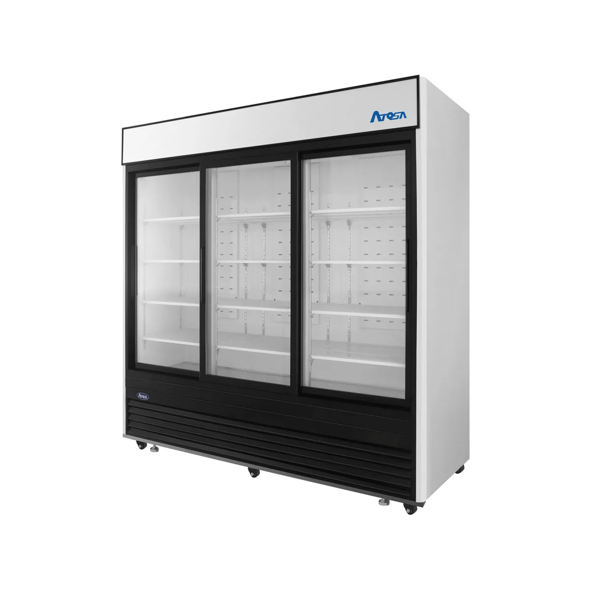 Atosa USA MCF8729GR - 3‑Section Glass Door Merchandiser, 68 cu ft, Black