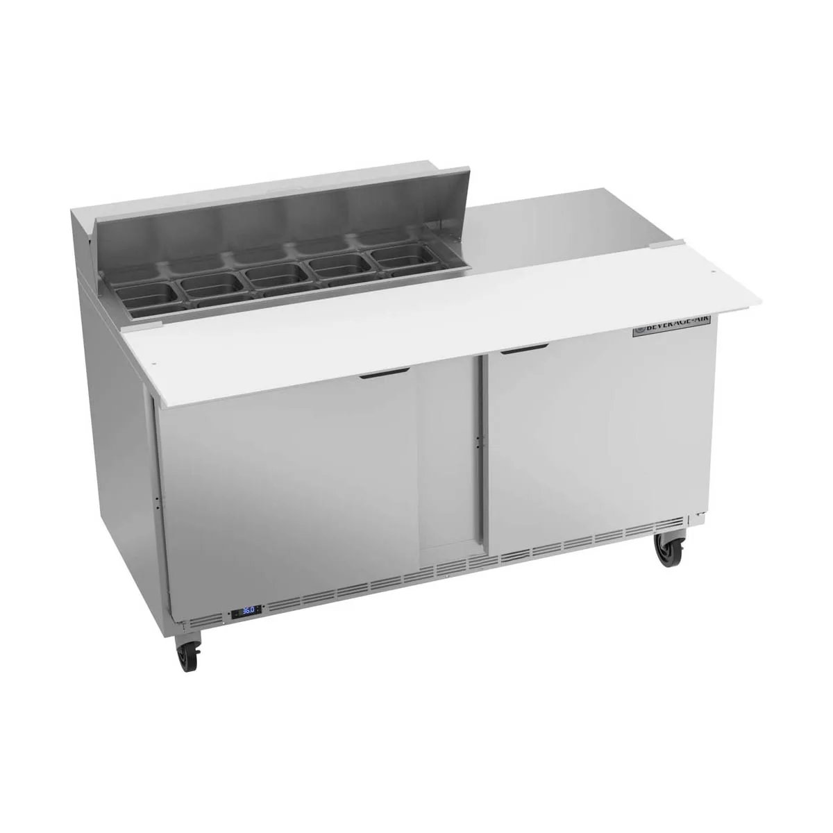 Beverage Air SPE60HC-10C 60" Two Section Sandwich/Salad Prep Table w/ 2 Doors, 10 pans, 16 cu. ft.