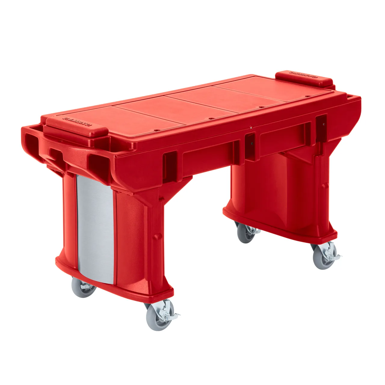 Cambro VBRT6158 Versa Food Bar™ Work Table, Hot Red, 6 ft. unit, (5) Pan