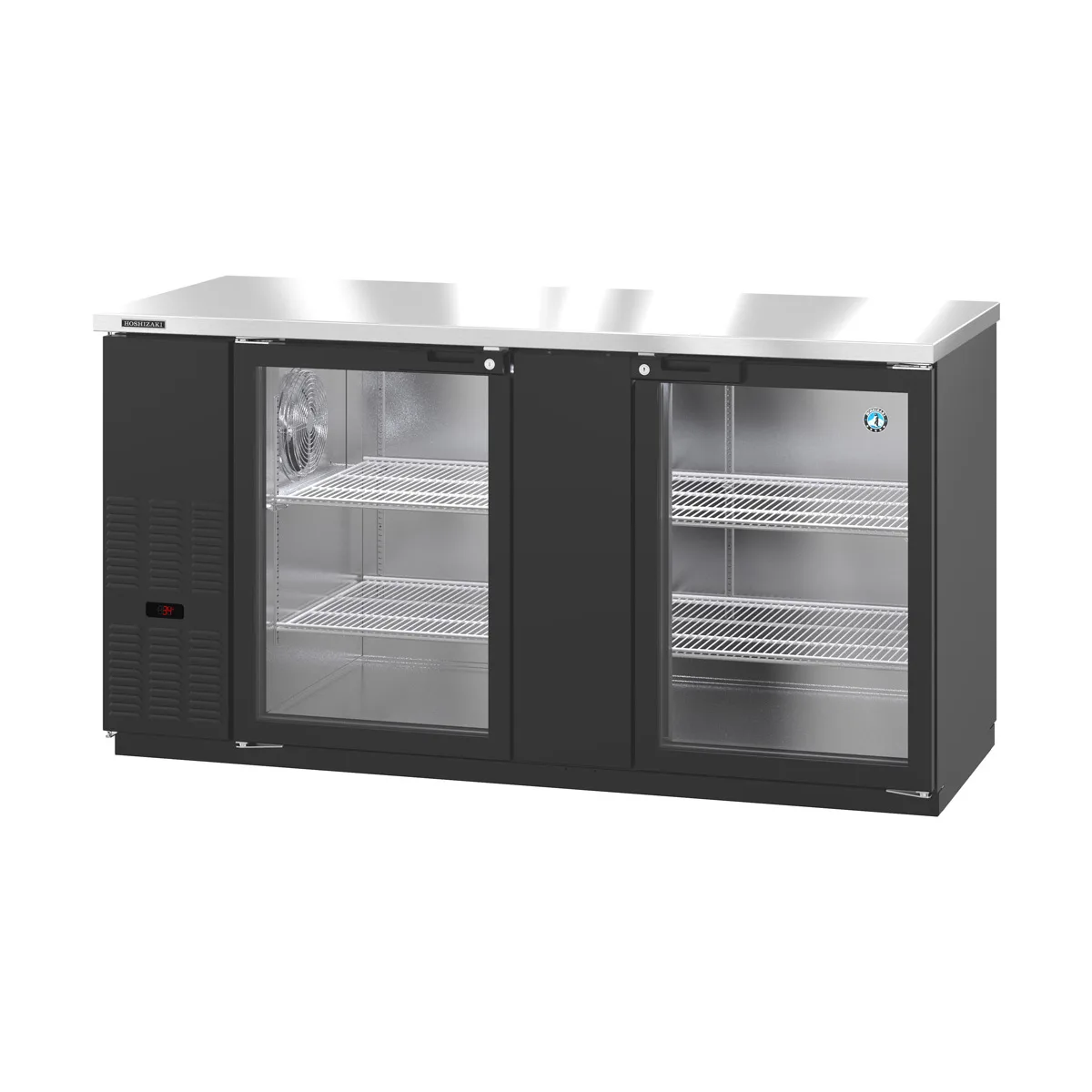 Hoshizaki BB69-G 69" Two Section 2 Swinging Glass Door Back Bar Cooler, 22.14 cu. ft.