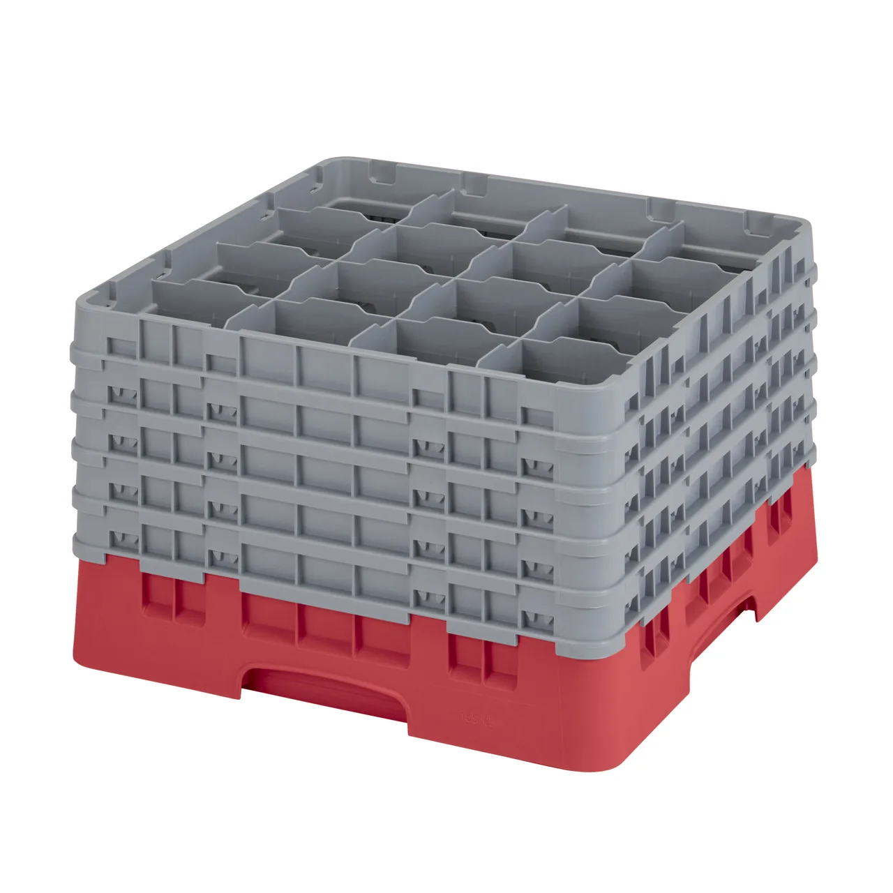 Cambro 16S1058163 Camrack Glass Rack, Red, Full Size, 19-3/4 x 19-3/4, 16 Compartments, 4-3/8 Max Dia, 11 Max Height