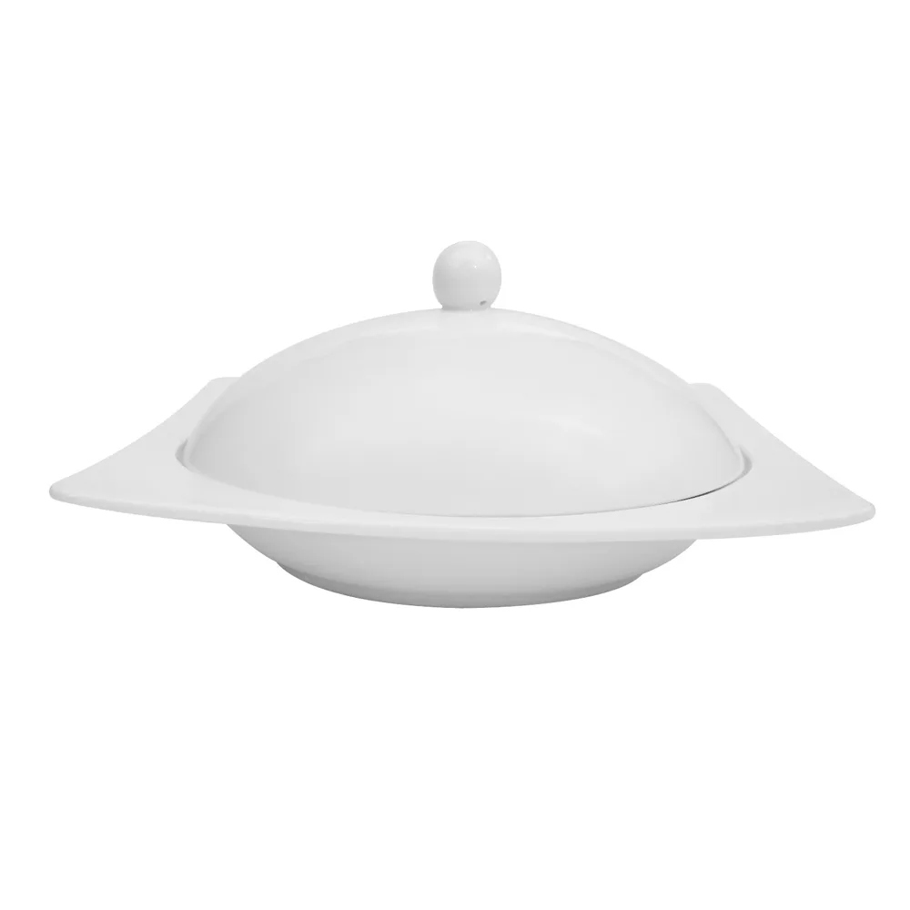 CAC China KSE-210 Porcelain Pasta Bowl Cover, 10" x 8½" x 2", 20 oz White, Dishwasher Safe - Set