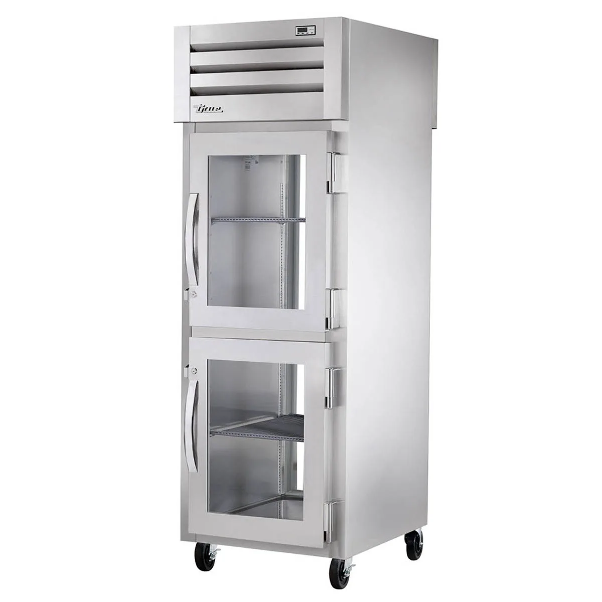 True STG1RPT-2HG-1G-HC 1-Section Pass-Thru Refrigerator w/ Front 2 Glass Half & Rear Glass Full Door, Stainless Steel Front-Aluminum Sides