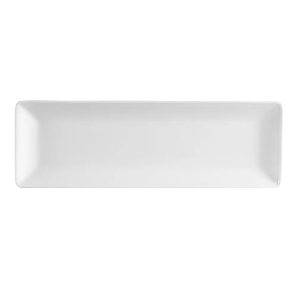 CACChina LON-33 Long Island Platter - 8" x 3-5/8" x 3/4", Rectangular Porcelain Bone White - Dozen