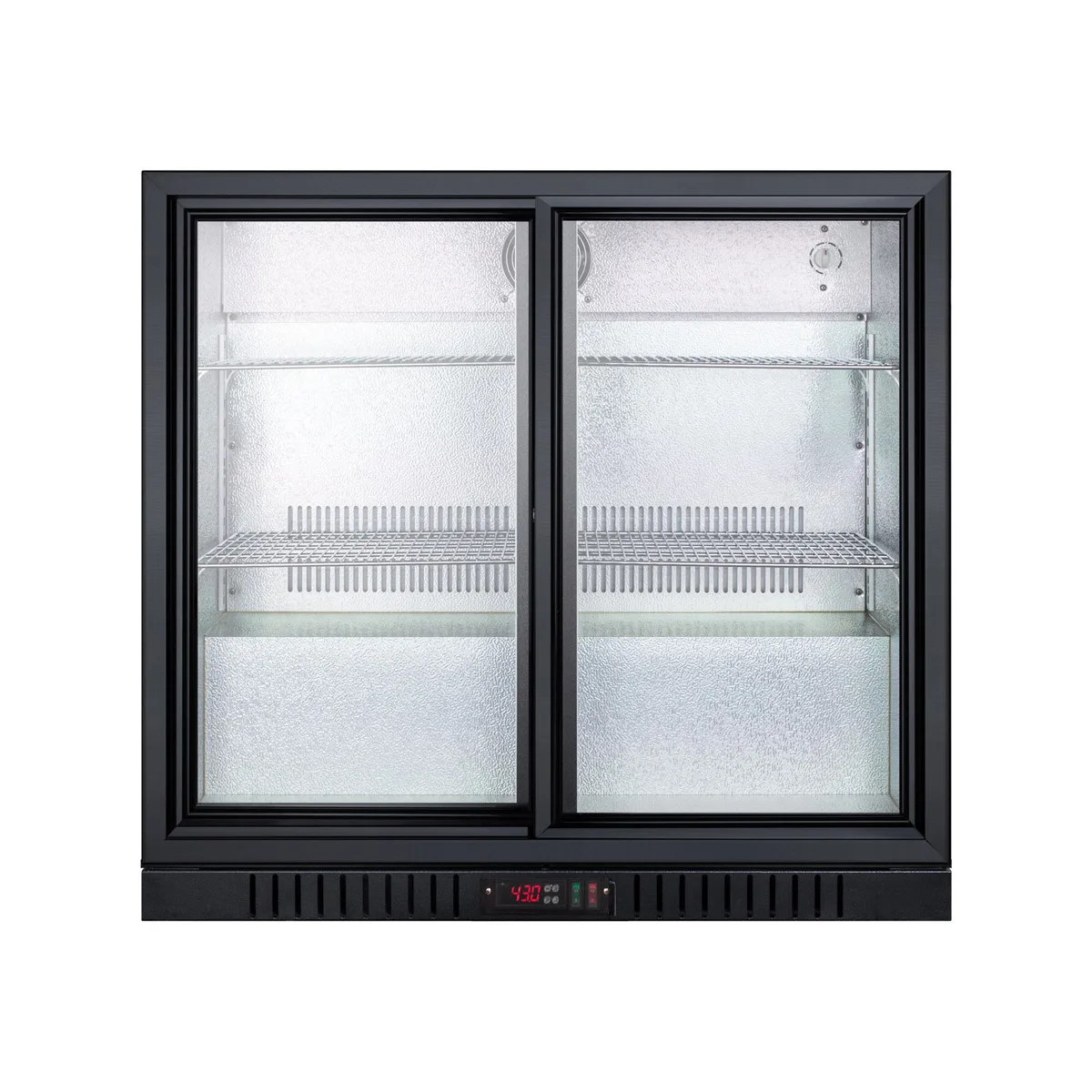 Summit SCR700B Merchandiser, 7.4 cu.ft., Black, Two Sliding Glass Doors with Lock, Shelves, Thermostat