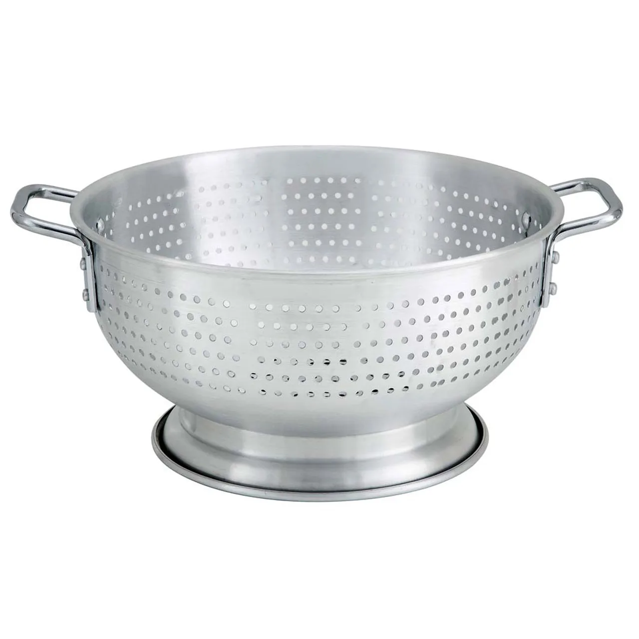Omcan USA 80405 Colander – 15" Diameter x 5-3/4" Deep, 11 Qt, Aluminum with Riveted Handles