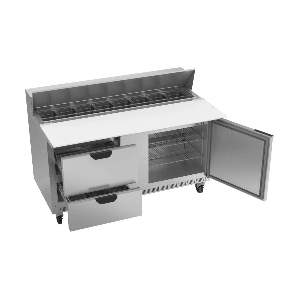 Beverage Air SPED60HC-16C-2 60" Two Section Sandwich/Salad Prep Table w/ 2 Drawers & 1 Door, 16 Pans