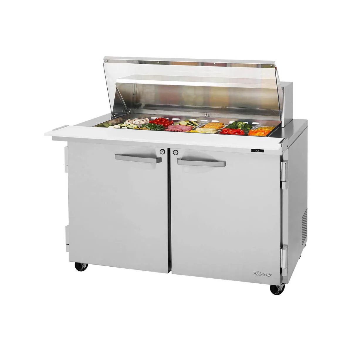 Turbo Air PST-48-18-N-CL 48" Mega Top Sandwich/Salad Prep Table w/ 2 Doors, 18 Pans