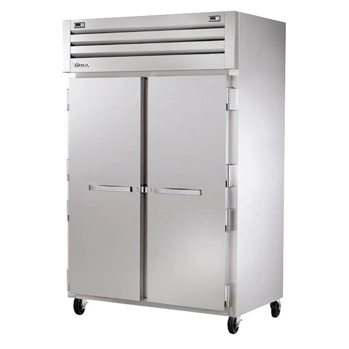 True STR2DT-2S-HC 52" 2-Section Reach-In Refrigerator Freezer Combo w/ 2 Solid Doors, All Stainless Steel