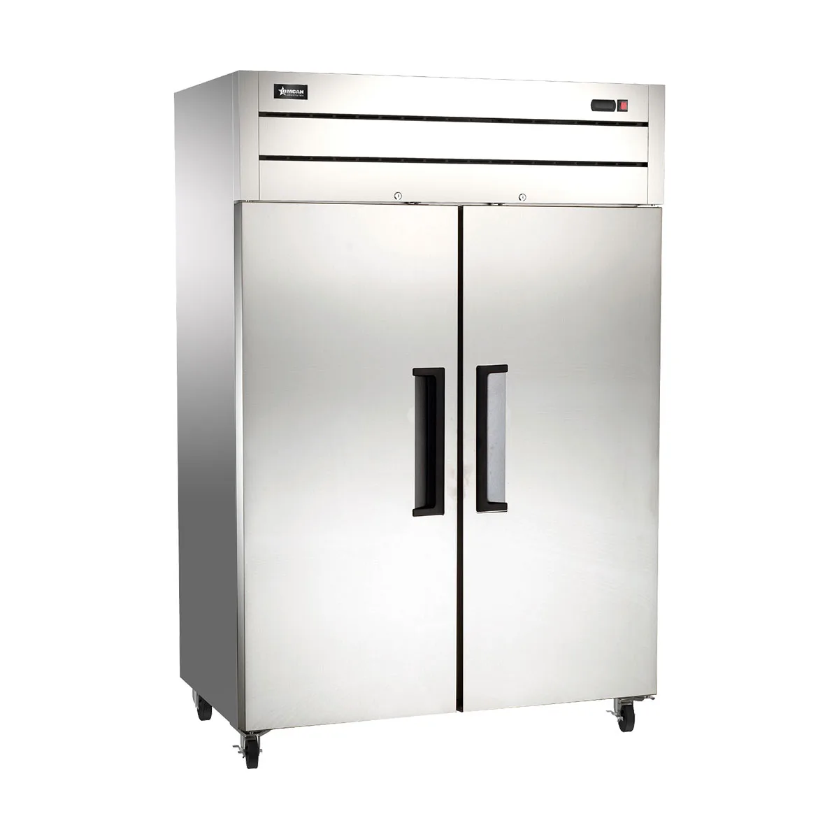 Omcan USA 50117 32" 2-Solid Door Reach-In Freezer, Top Mounted, 43.1 cu. ft., Stainless Steel