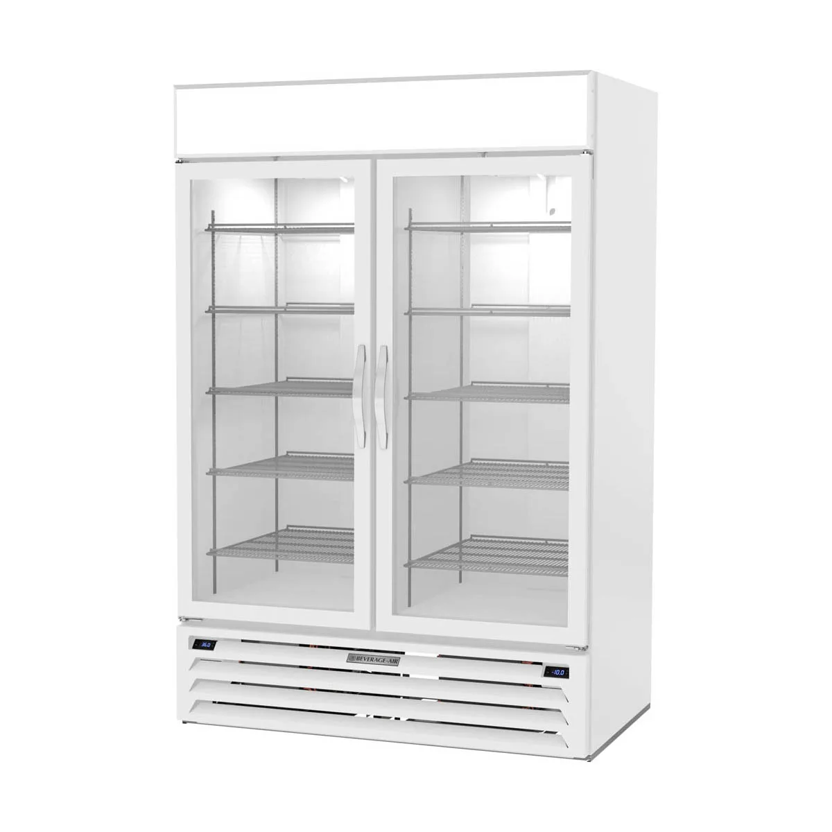 Beverage Air MMRF49HC-1-A-WW 52" Glass Door Merchandiser, 21 cu ft Fridge & Freezer, White, LED Light