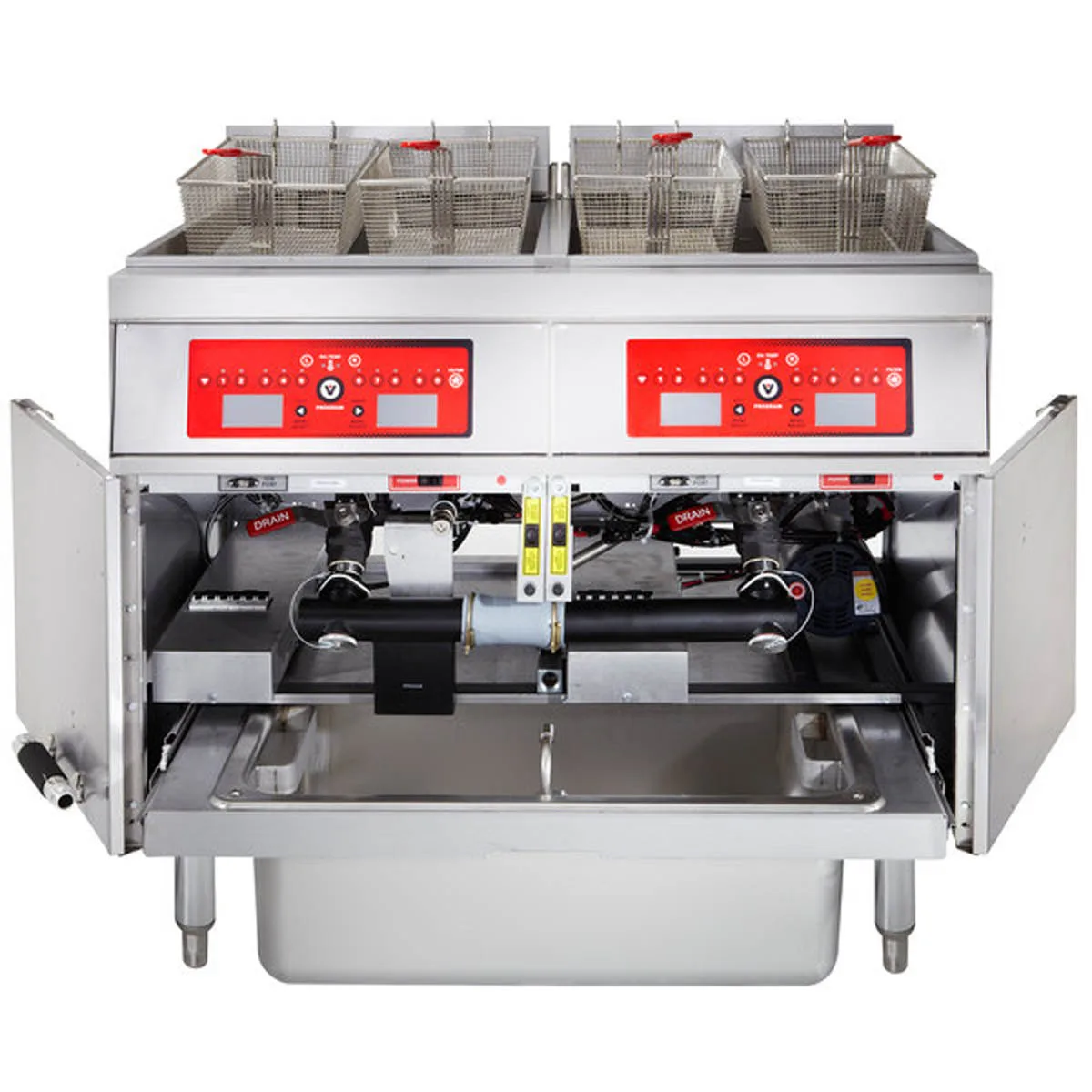 Vulcan 2ER85CF Electric Floor Fryer with Computer Controls and Built-In Filter, (2) 85 lb. Fryers
