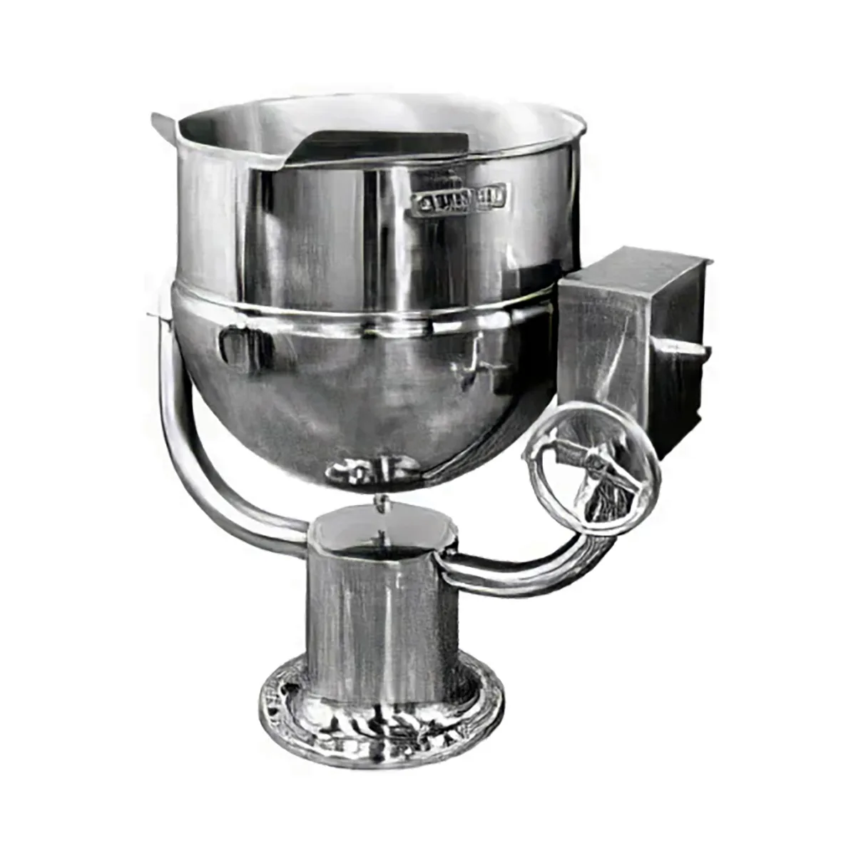 Groen D-20 20 Gallon Floor Tilting 2/3 Steam Jacketed Direct Steam Kettle w/ Pedestal Base