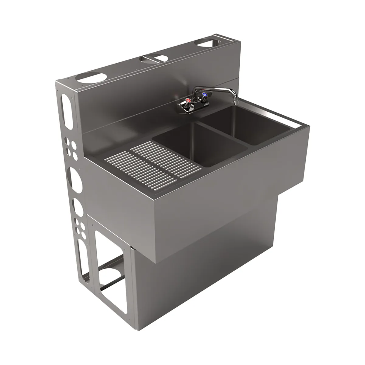 BK Resources UBDW-18-236LS Underbar Sink Units, 2 Compartment with Left Drainboard