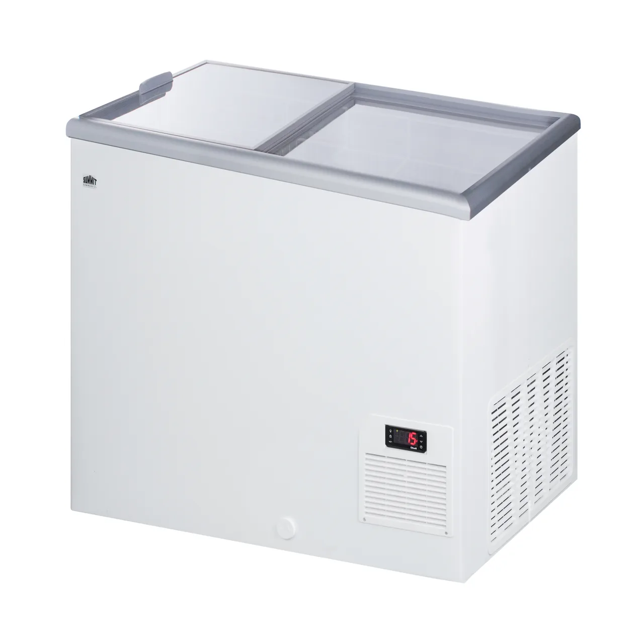 Summit NOVA22 Ice Cream Freezer, 30" Chest, 7.2 Cu.ft, White Exterior, Sliding Glass Lids, 115V 7.2A