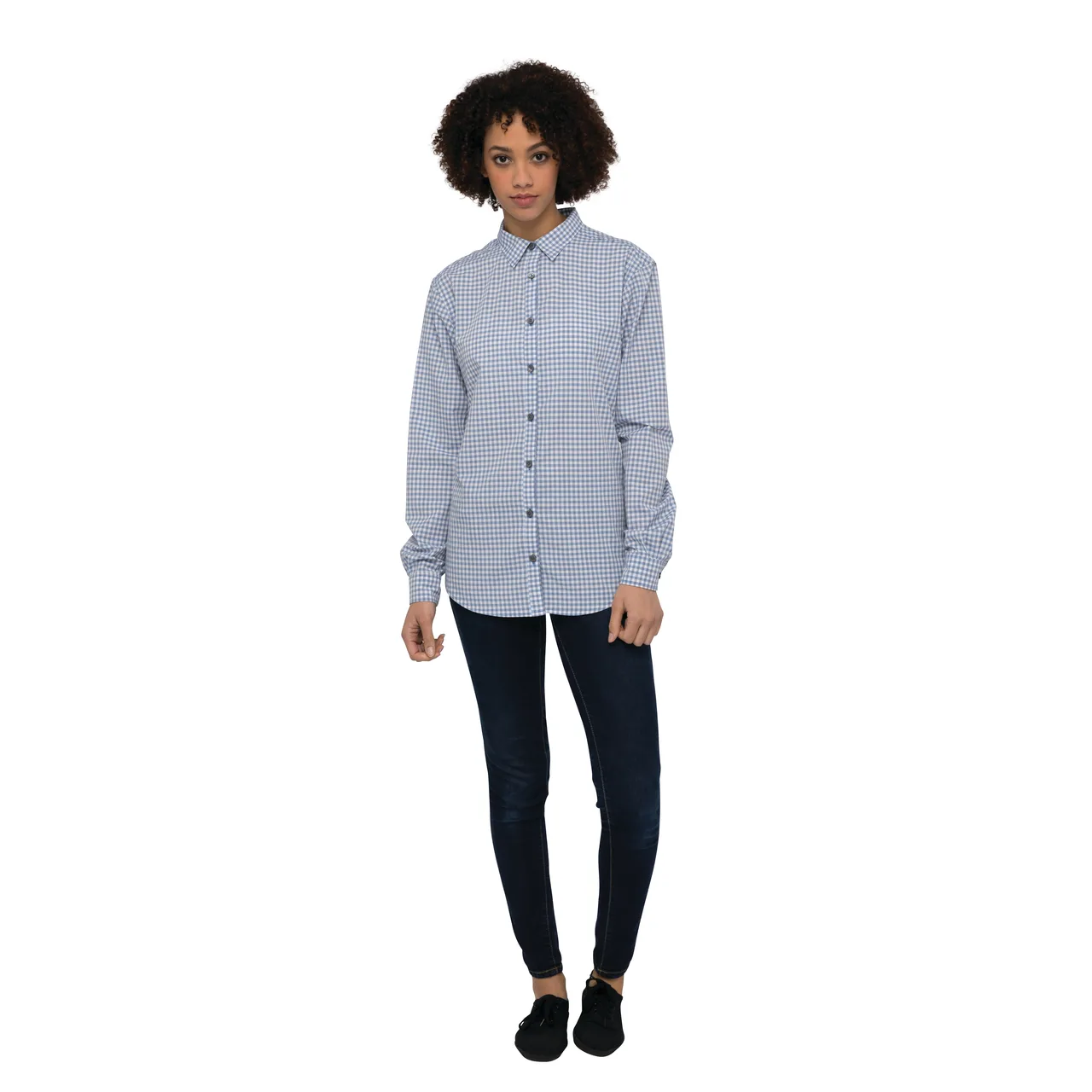 Chef Works SHC05W-SBE-S Women's Cook Shirt, Small, Long Sleeve, Strong Blue, Poly/Cotton