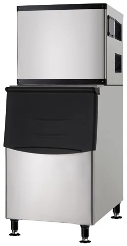 Omcan USA 47485 Air Cooled Full Cube 350 lb Ice Machine with Bin, 275 lb Storage