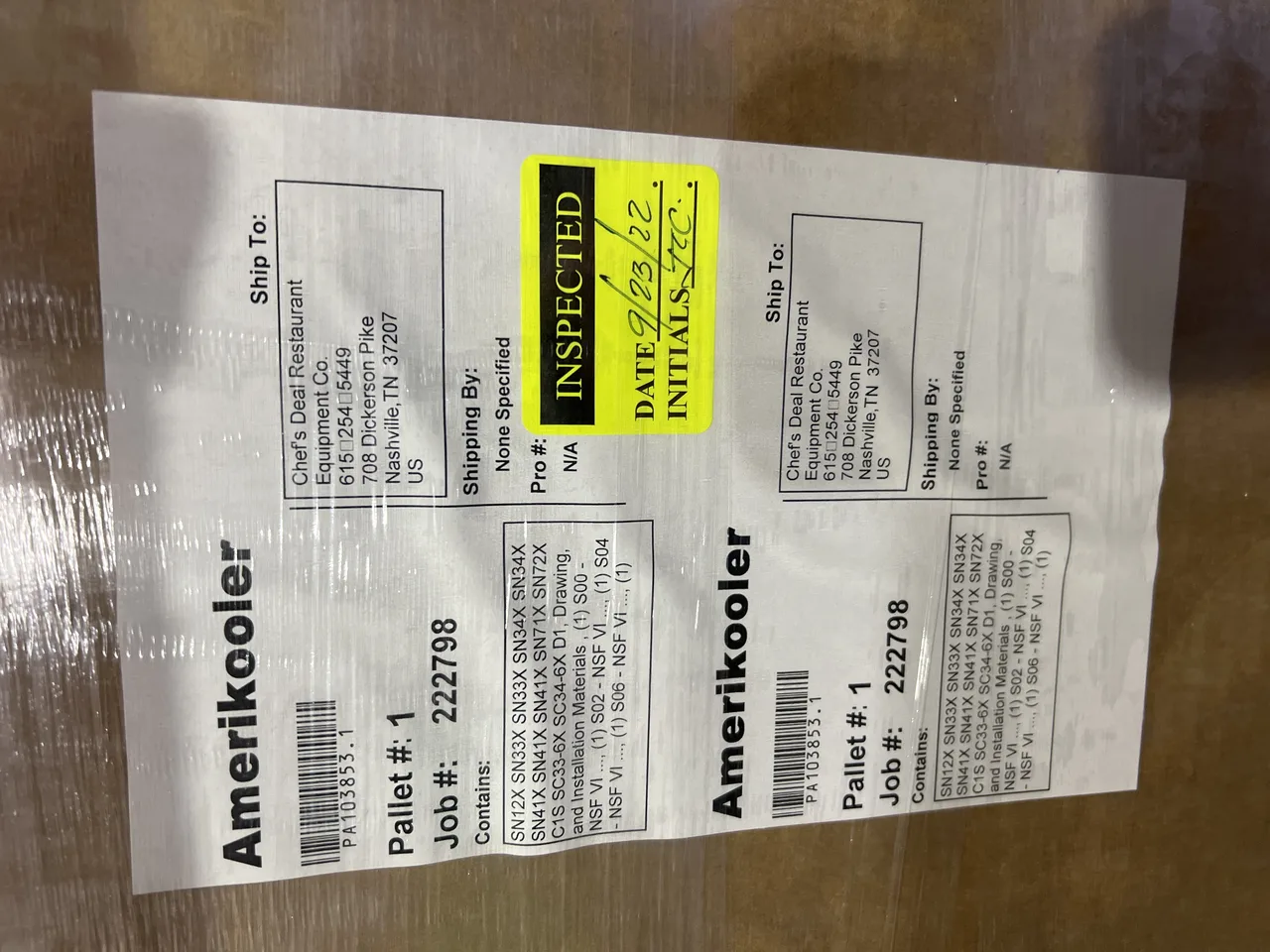 AmeriKooler QC061072**NBSC 6' X 10' Quick Ship Indoor Walk-In Cooler without Floor, Self-Contained - Open box