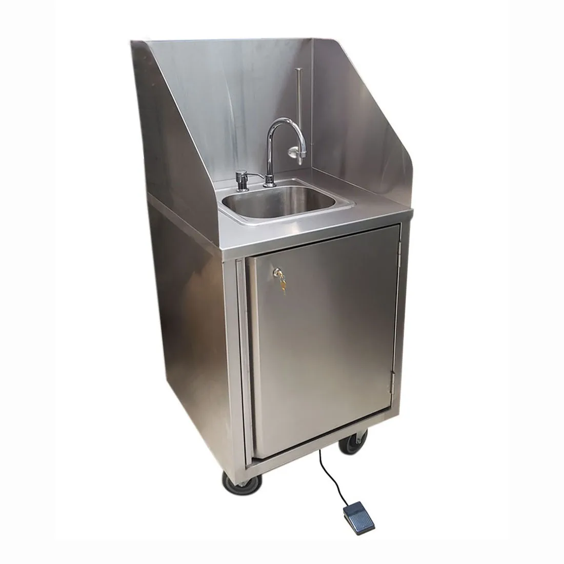 BK Resources MHS-2424-H-DM Handwash Sink, Mobile, Hot Water Only