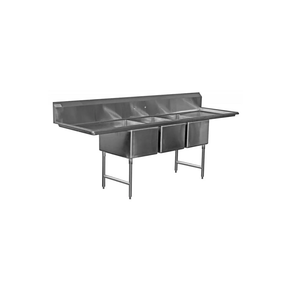 Serv-Ware 3CWPH24242-24 124" Three Compartment Sink, 24"W x 24"L Bowl With 2 Drainboards