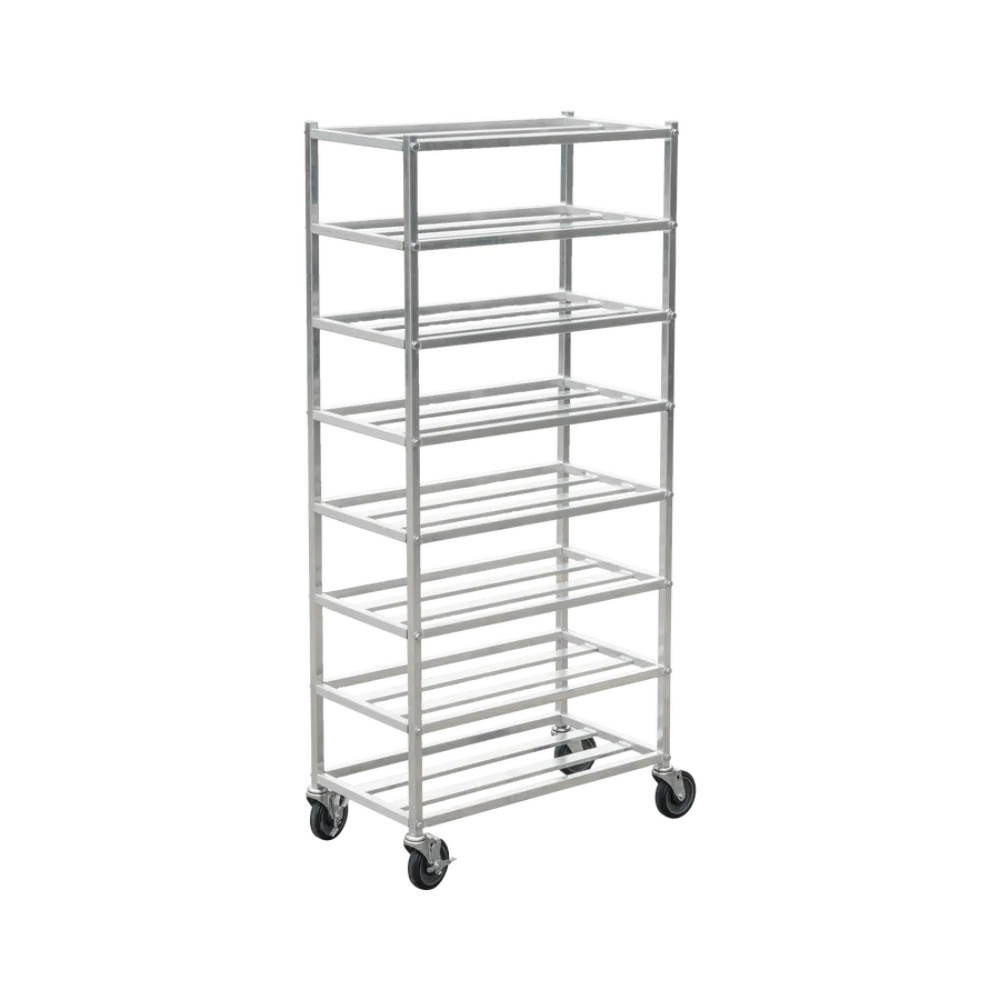 Omcan USA 48244 Aluminum Mobile Universal Rack w/ (8) 10" x 30" Platter Capacity
