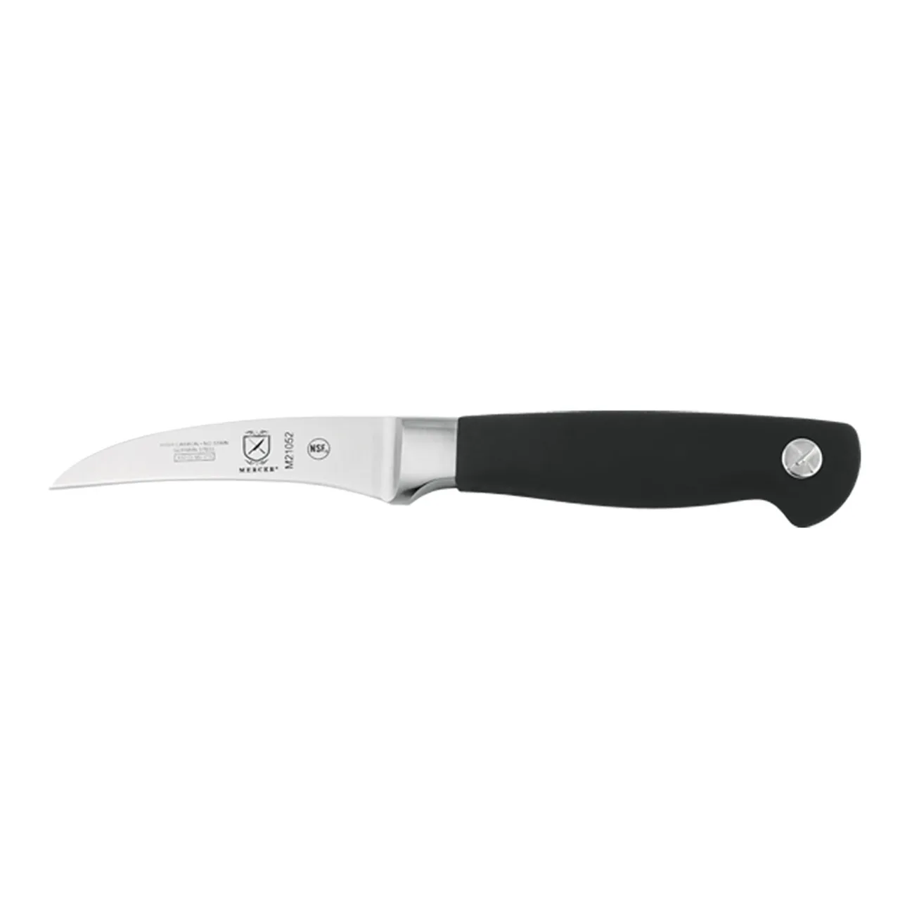 Mercer M21052 Genesis Peeling Knife - 2.5" Forged Steel Blade, Santoprene Handle, Bird’s Beak, NSF