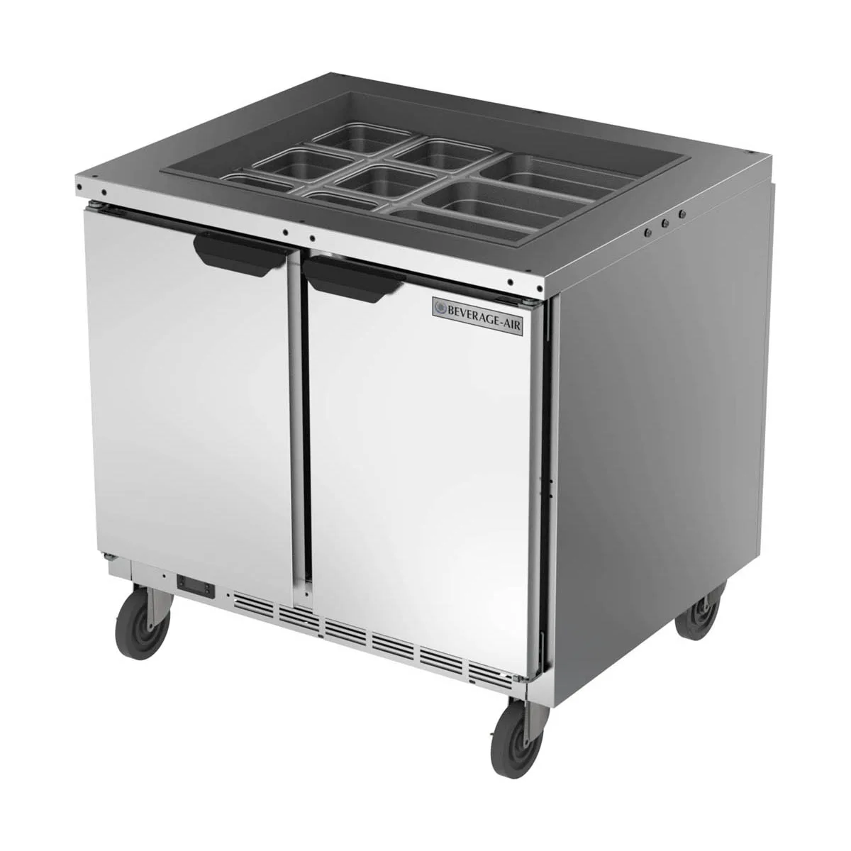 Beverage Air SPE36HC-12-S 36" Two Section Sandwich/Salad Prep Table w/ 2 Doors, 12 pans, 10 cu. ft.