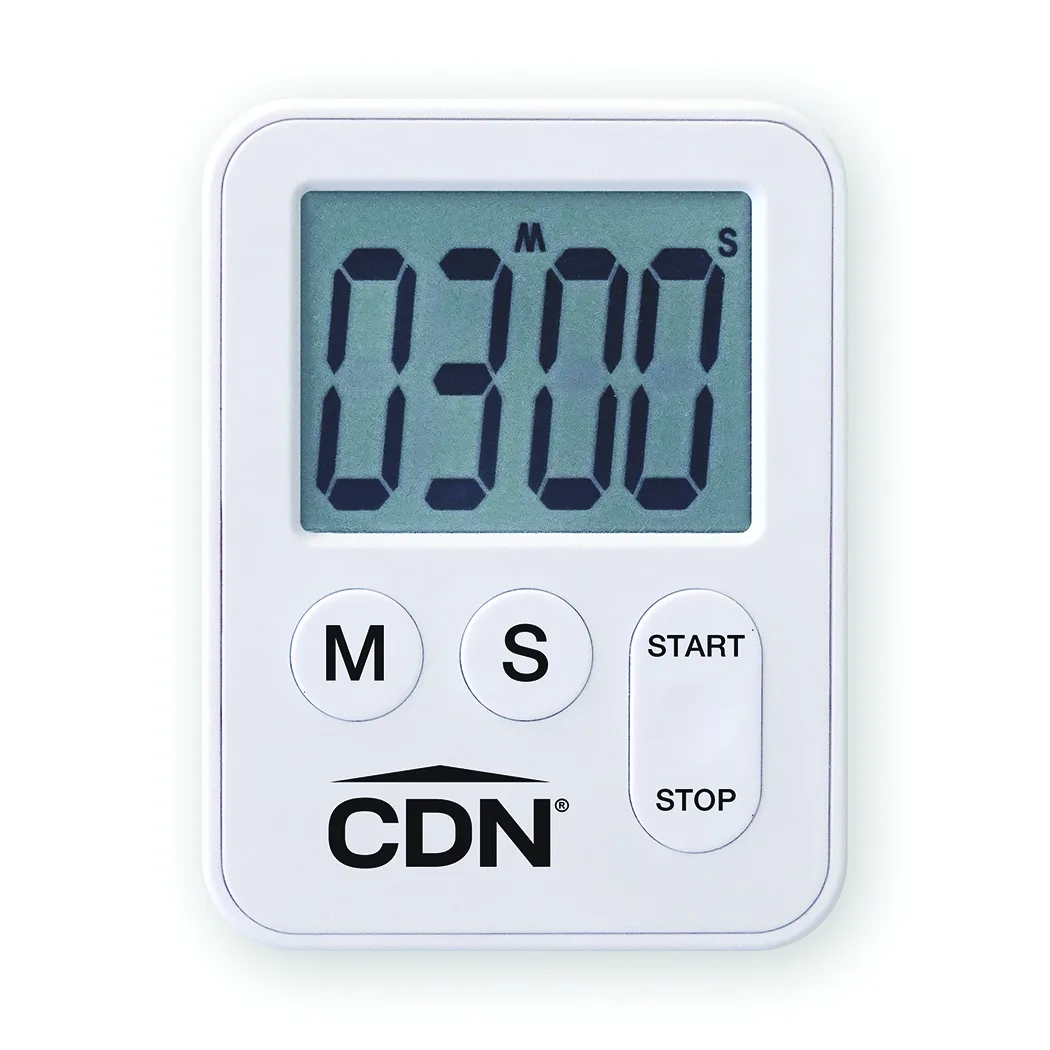 CDN TM28-W Mini Digital Timer, 2-1/10"W x 3/8"D x 2-3/4"H, 100-Minute, 60-Second Alarm, White
