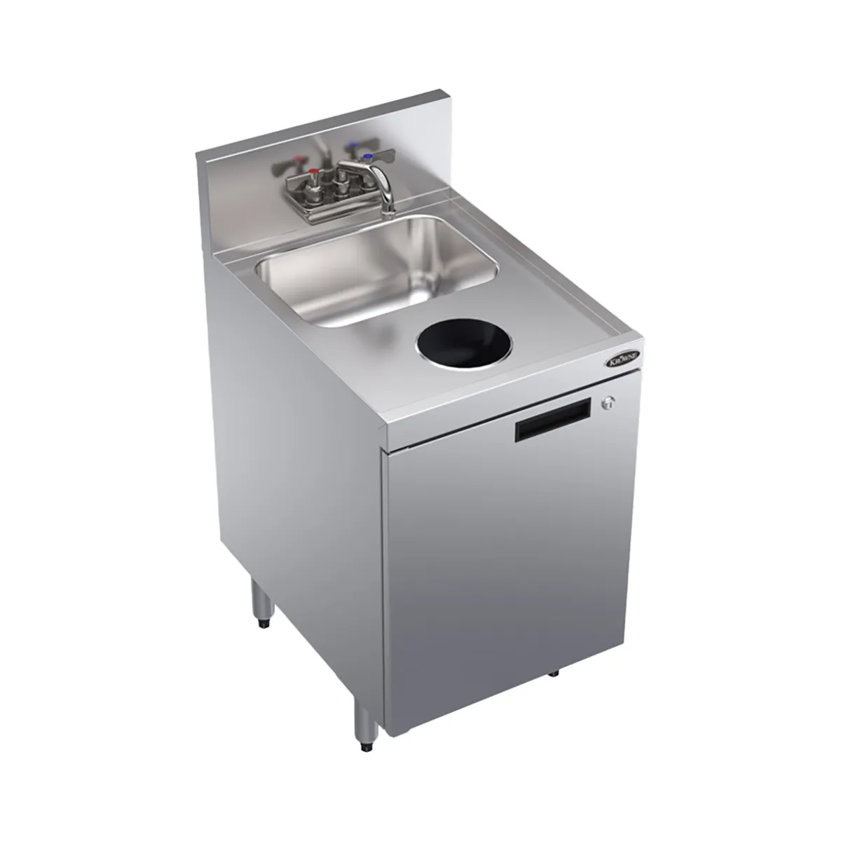 Krowne KR24-SD18C-E 18" Underbar Hand Sink Unit with Cabinet Base & Splash Mount Faucet