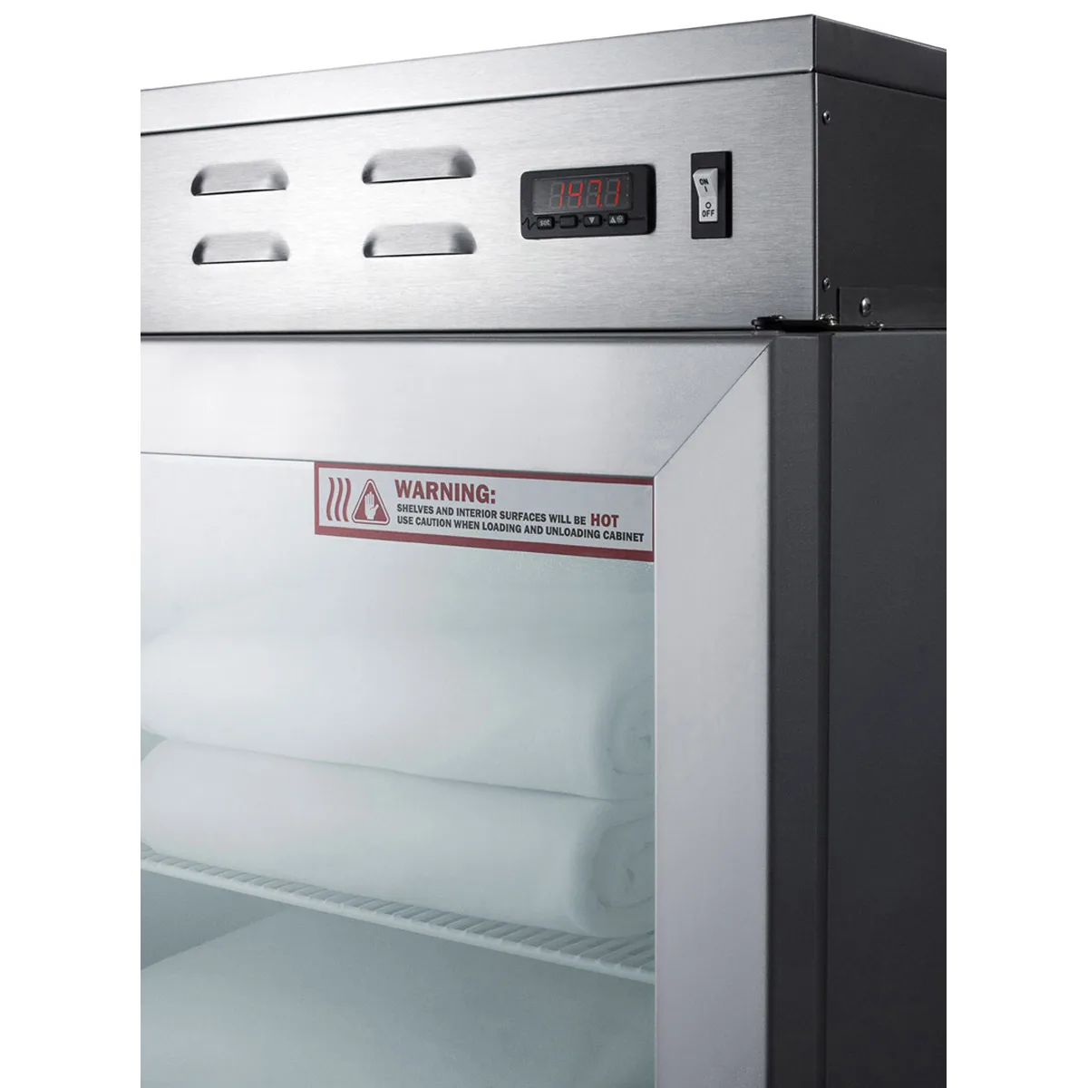 Summit PHC51G 24" Glass Door Blanket Warmer, 2 cu. ft., 24"W, Easy Mobility, 120°F to 150°F