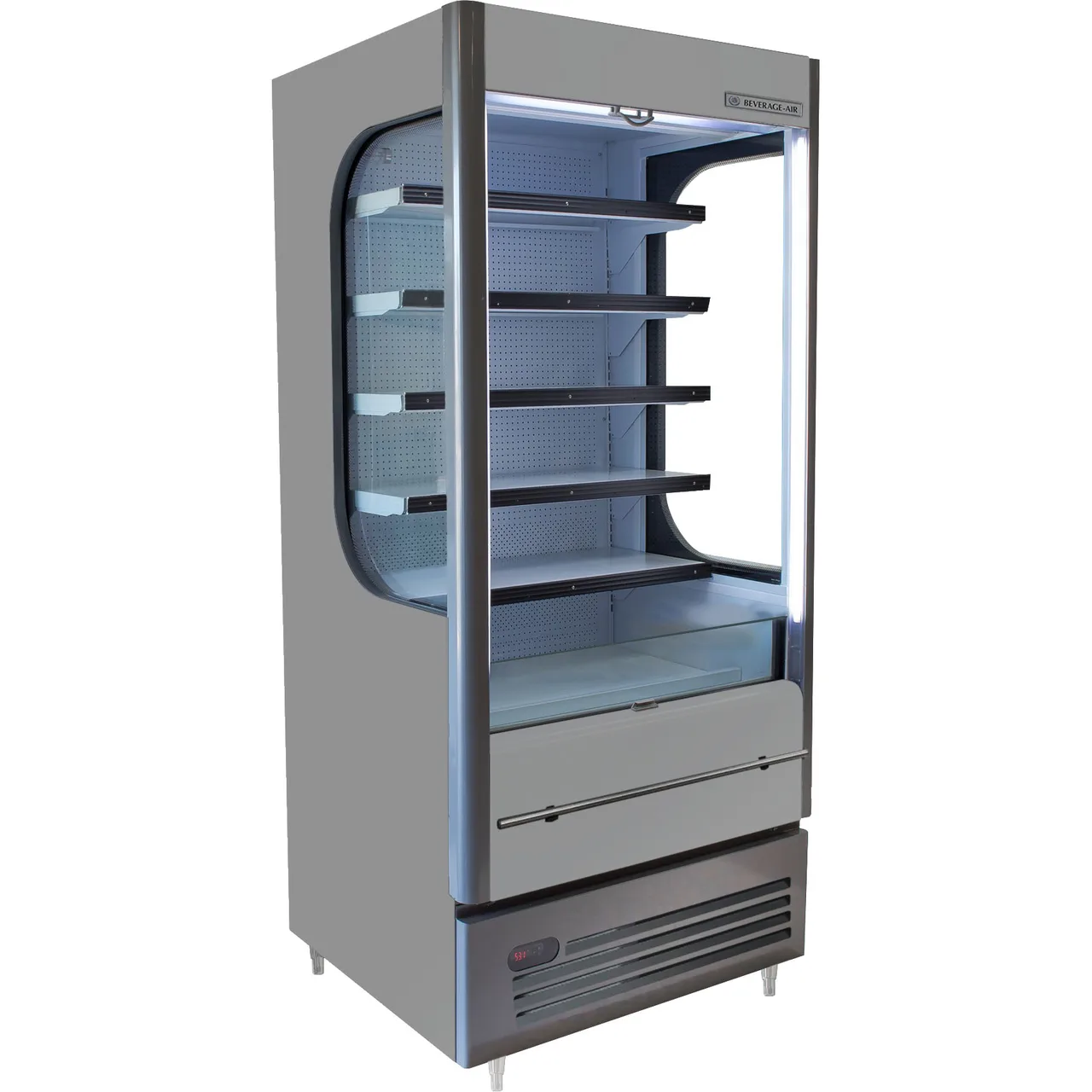 Beverage Air VMHC-12-1-G 35" Gray Open Air Merchandiser, 5 Shelves, Vertical Case, Glass Sides, 15.45 cu. ft.