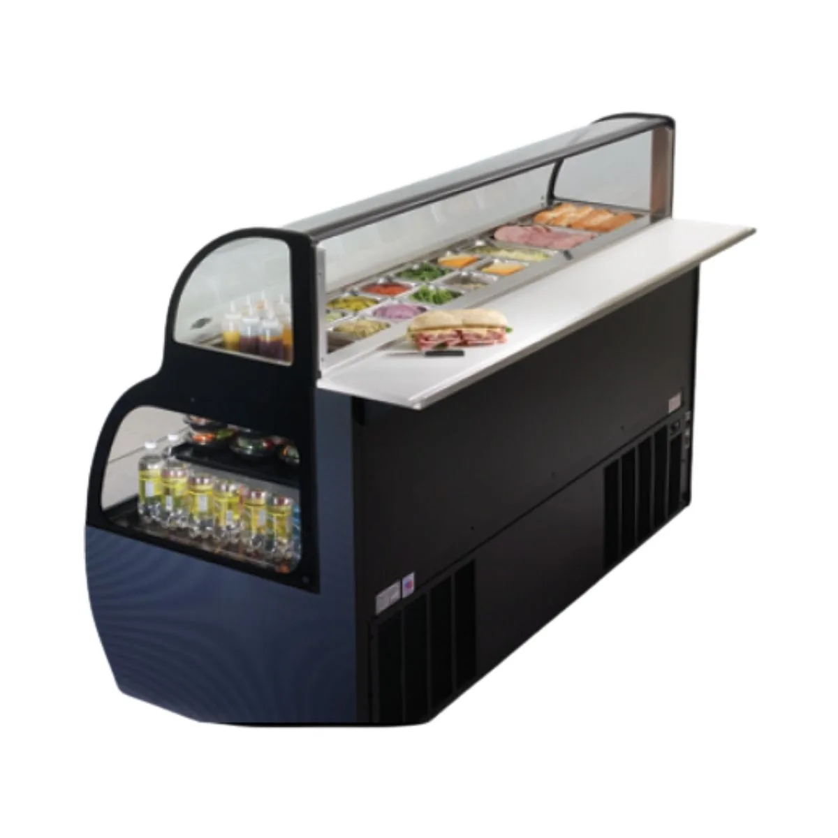 Federal Industries SSRSP5052 50" Combination Sandwich / Salad Prep Refrigerator Over Refrigerated Merchandiser