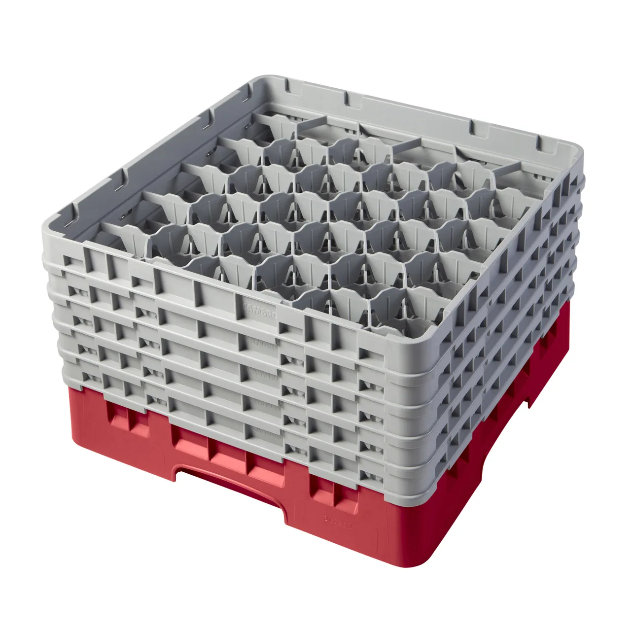 Cambro 30S958163 Camrack Glass Rack, Red, Full Size, 19-3/4 x 19-3/4, 30 Compartments