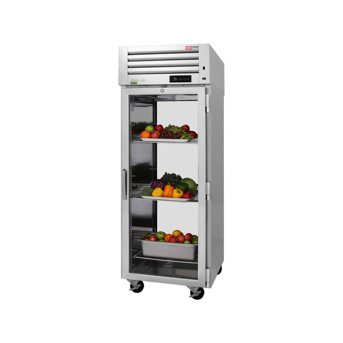 Turbo Air PRO-26R-G-PT-N 1-Section Pass-Thru Refrigerator w/ 2 Glass Doors, Top Mount, Stainless Steel, 29 cu. ft.